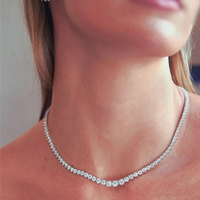 Gemini Graduated Sterling Silver Tennis Necklace