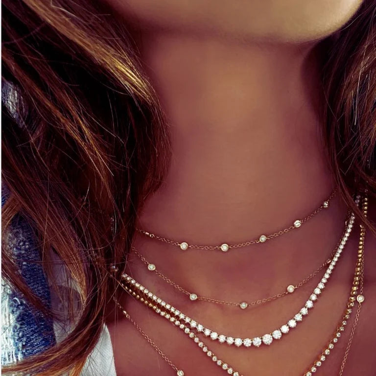 Gemini Graduated Sterling Silver Tennis Necklace