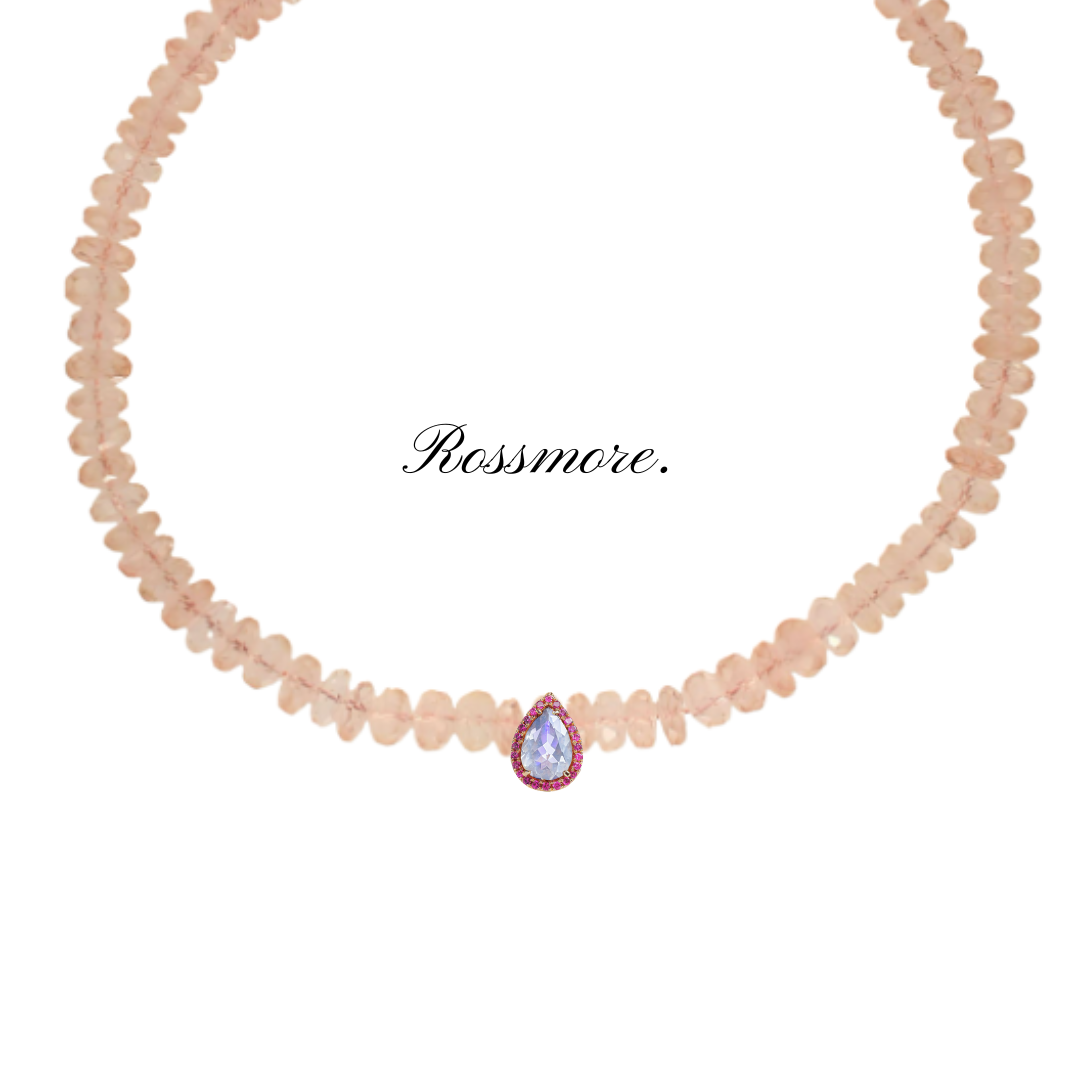 Shoku Rose Quartz Necklace with Moonstone and Pink Sapphire