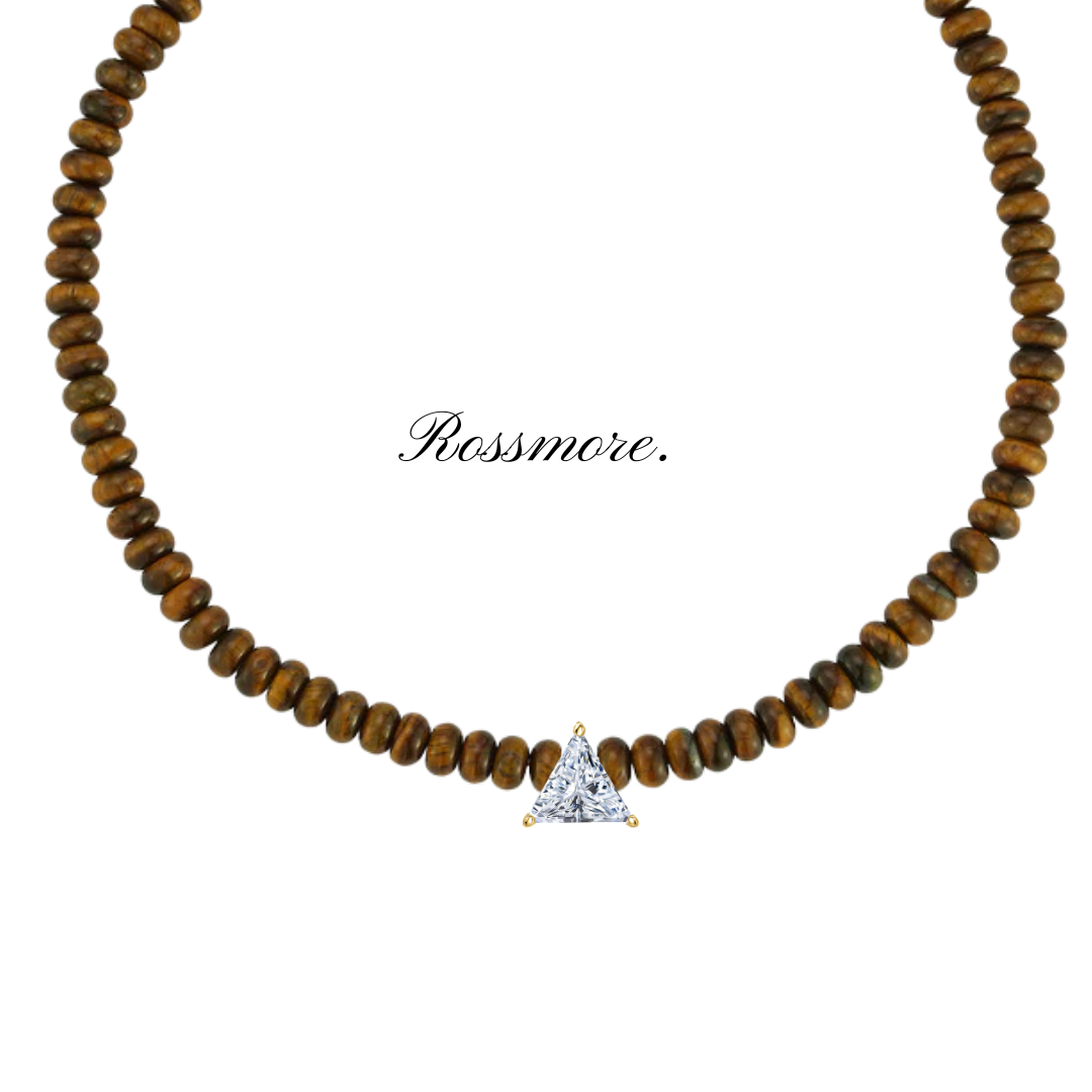 Shoku Tigerseye Necklace with Diamond Trillion