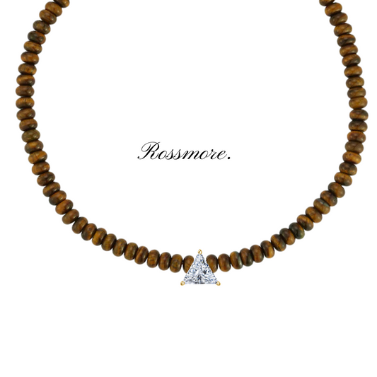 Shoku Pink Fresh Water Pearl Necklace with Diamond Trillion