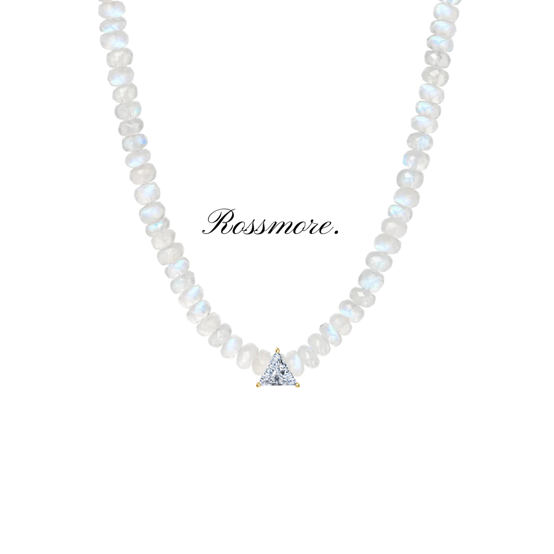 Devotion Moonstone Necklace with CZ Trillion