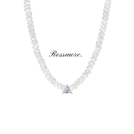 Devotion Moonstone Necklace with CZ Trillion