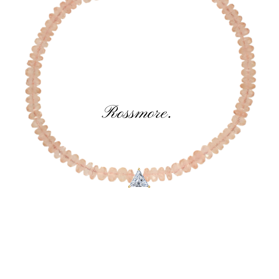 Devotion Rose Quartz Necklace with CZ Trillion