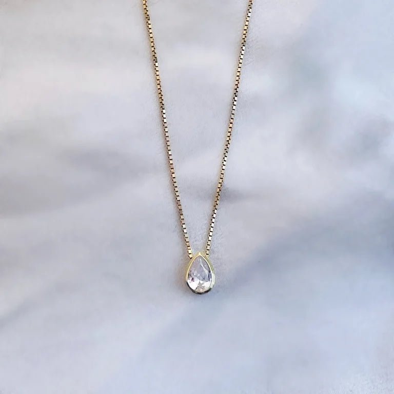 Perfect Solitaire Teardrop Necklace