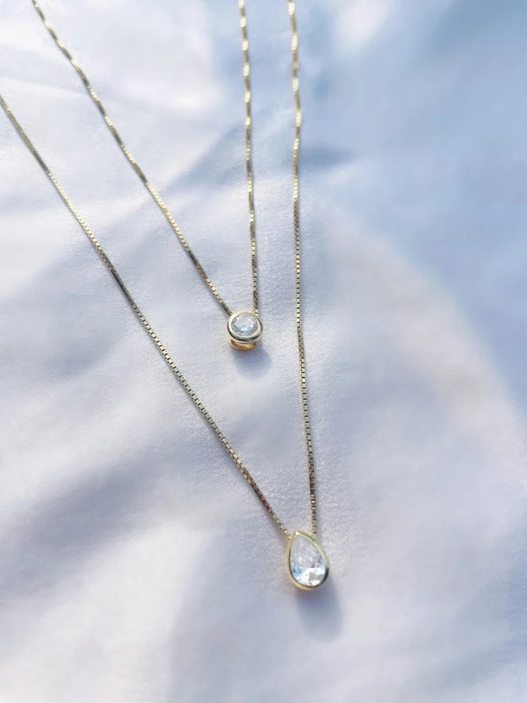 Perfect Solitaire Teardrop Necklace